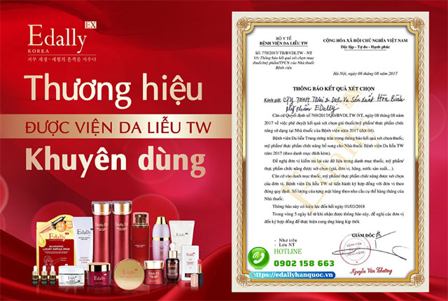 Mỹ phẩm Edally EX với hệ thống chăm sóc da bằng các thành phần tự thân "treat skin with skin" được Bệnh viện da liễu Trung ương khuyên dùng